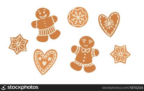 Set of Christmas gingerbread. Vector illustration. Design element template.. Set of Christmas gingerbread. Vector illustration. Design element