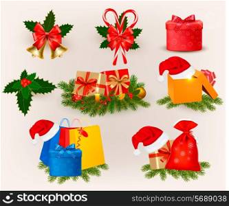 Set of christmas icons and elements. Vector