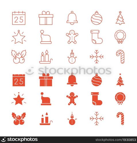 Set of Christmas icons. Decorations for Christmas and New Years. Vector illustration