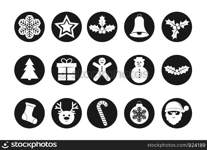 Set of Christmas icons for design and decoration. Flat design.