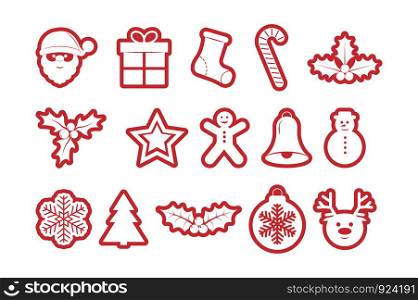 Set of Christmas icons for design and decoration. Flat design.