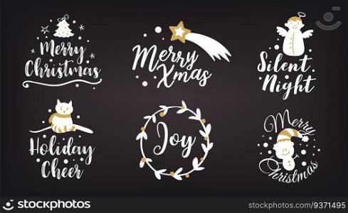 Set of Christmas logotype or insignia. Merry Xmas and Happy new year. Vector. Set of Christmas logotype or insignia. Merry Xmas and Happy new year.