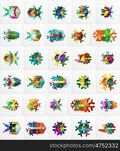 Set of Christmas Snowflake Banner Templates, vector illustration of paper geometric stickers with text and infographic options