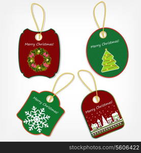 Set of Christmas stickers vector illustration