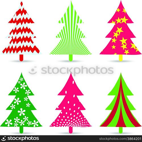 set of christmas trees for design