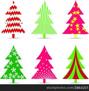 set of christmas trees for design