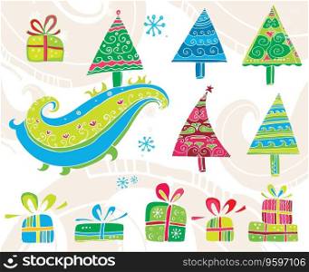 Set of christmas trees vector image