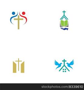 set of church logo vector illustration design template