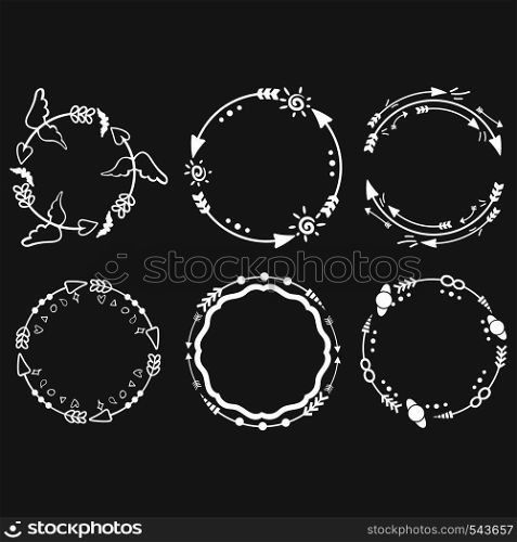 Set of circle arrow monograms frame.