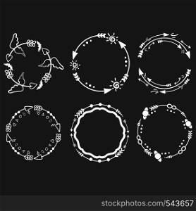 Set of circle arrow monograms frame.