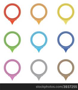 Set of circle pointers in the colors of the rainbow. Vector, gradient, EPS10