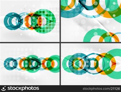 Set of circle shape design abstract backgrounds with light effects and decorations. Set of circle shape design abstract backgrounds with light effects and decorations. Banner advertising layouts - colorful templates and wallpapers