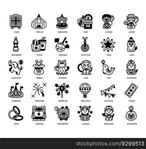 Set of Circus thin line icons for any web and app project.