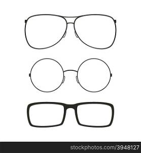 Set of classic vector glasses, isolated on white background.