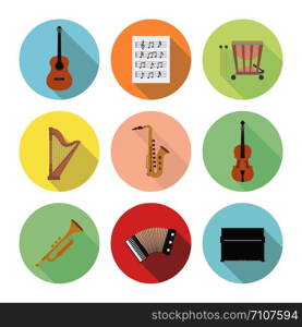 set of classical musical instrument icon, flat style