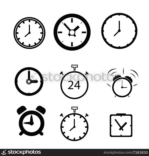 Set of clock flat icon