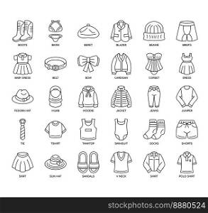 Set of Clothes thin line icons for any web and app project.
