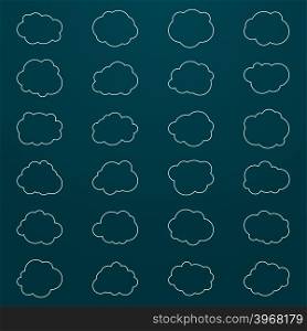 Set of cloud icons. Thin line style.. Set of cloud icons.