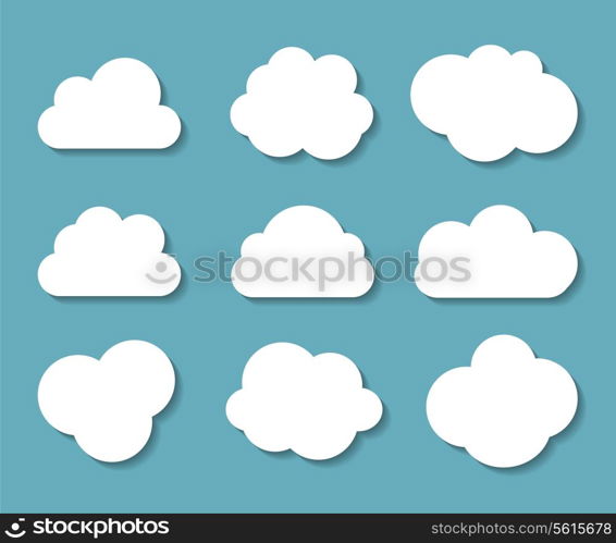 Set of Cloud Shaped Frames Vector Illustration.