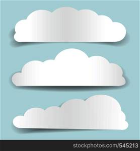 Set of cloud-shaped paper banners. Vector illustration