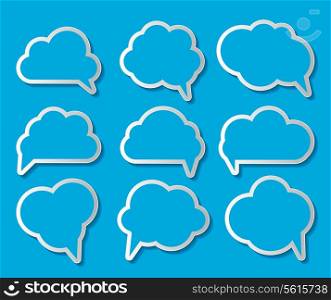 Set of Cloud Shaped Speech Bubbles Vector Illustration.
