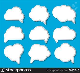 Set of Cloud Shaped Speech Bubbles Vector Illustration.