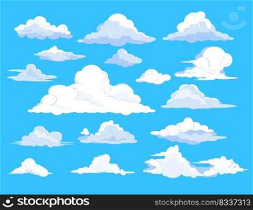 Set of clouds in sky. Fluffy, summer, weather. Can be used for topics like background, collection, meteorology
