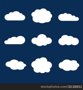 Set of clouds in the blue sky. Set of clouds in the blue sky. White cloud isolated on background. Vector illustration