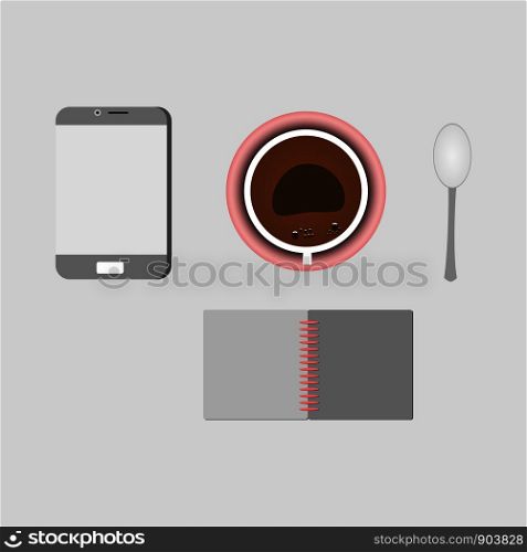 Set of Coffee book and smartphone for business. Concept design for vector illustration.