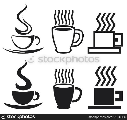 Set of coffee cups an mugs icons