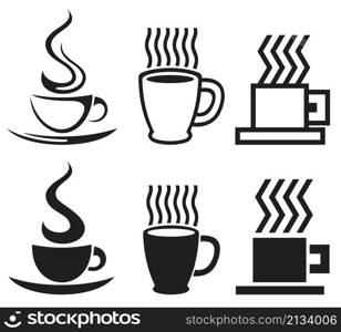 Set of coffee cups an mugs icons