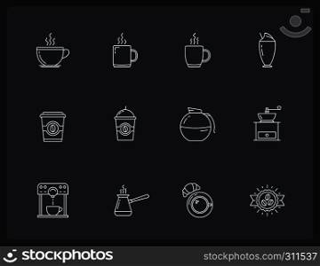 Set of coffee line icons, coffee cups, vector eps10 illustration. Coffee Line Icons