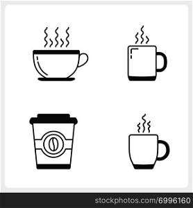 Set of coffee line icons, coffee cups, vector eps10 illustration. Coffee Line Icons