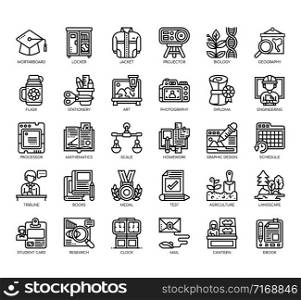 Set of college thin line and pixel perfect icons for any web and app project.
