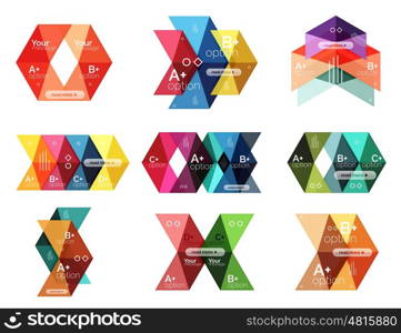 Set of color abstract arrow option infographic templates. Vector backgrounds for workflow layout, diagram, number options or web design