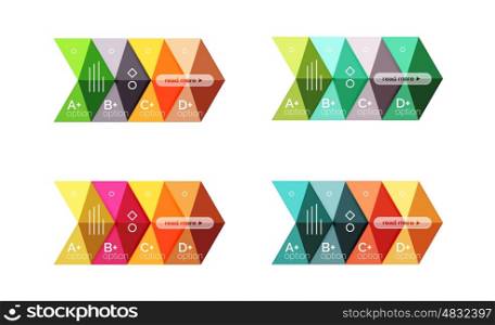 Set of color abstract arrow option infographic templates. Set of color abstract arrow option infographic templates. Vector backgrounds for workflow layout, diagram, number options or web design