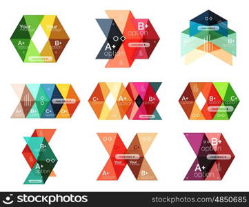 Set of color abstract arrow option infographic templates. Vector backgrounds for workflow layout, diagram, number options or web design