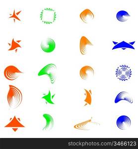 Set of color abstract symbols for design - also as emblem or logo.