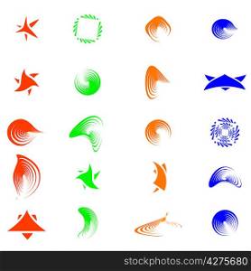 Set of color abstract symbols for design - also as emblem or logo.