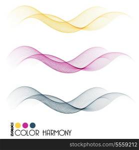 Set of color curve lines design element. Vector illustration