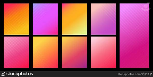 Set of color gradient vibrant background. Modern style. You can use for ad, poster, template, business presentation. Vector illustration