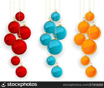 Set of color Merry Christmas baubles . Vector illustration.. Set of color Merry Christmas baubles