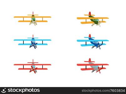 Set of Color model of an old plane. Isolated on White Background. Vector Illustration. EPS10. Set of Color model of an old plane. Isolated on White Background. Vector Illustration