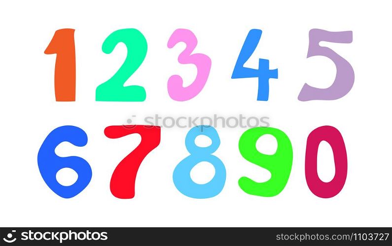 Set of color numbers Isolated on a white background. Flat design
