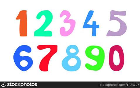 Set of color numbers Isolated on a white background. Flat design
