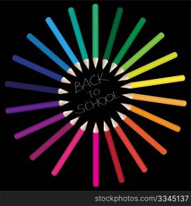 Set of color range of school crayons