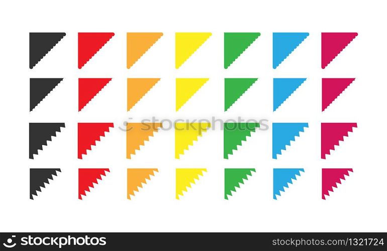 Set of color vector corners for decoration and design. Simple stock illustration