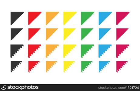 Set of color vector corners for decoration and design. Simple stock illustration