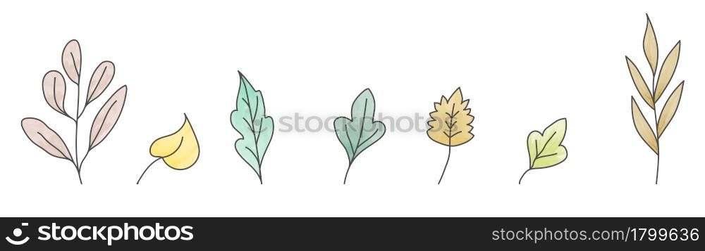 set of colored autumn plants for creative design. Scalable vector graphics