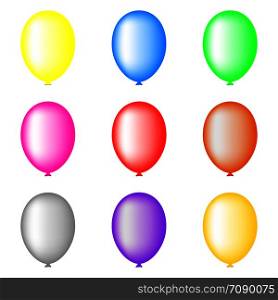 Set of Colored Balloons isolated on white background for Your Design, Game, Card. Vector Illustration.